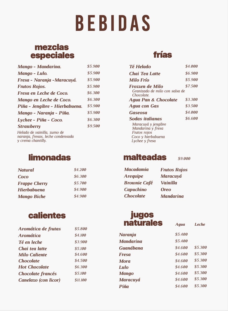 Carta de Pan & Chocolate — página 20